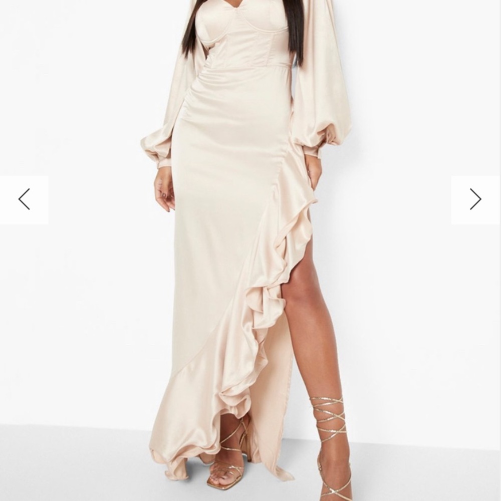 COPY - SATIN CORSET DETAIL RUFFLE MAXI DRESS